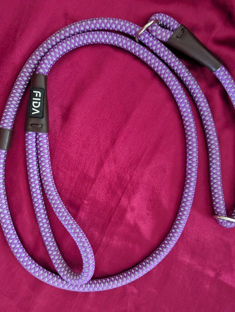 2 FIDA Dog Slip Lead Leashes Reflective Purple 5ft
